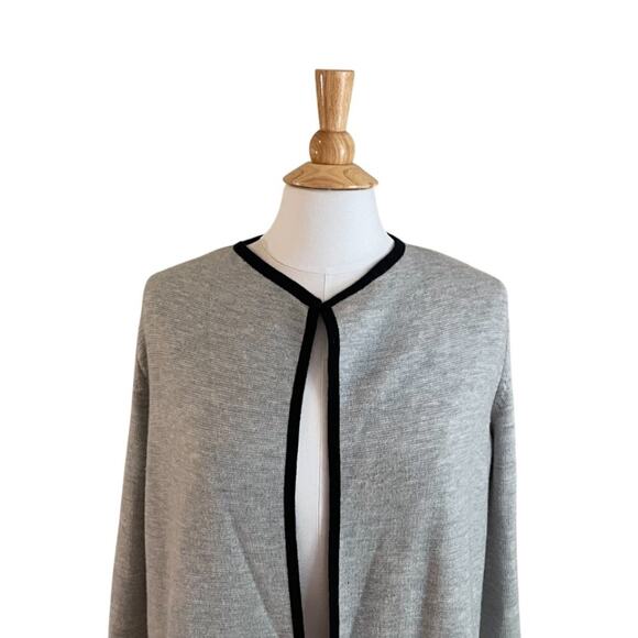 Talbots Gray Merino Wool Blend Long Cardigan Coat / Duster Open Front, Size LP - Picture 2 of 10